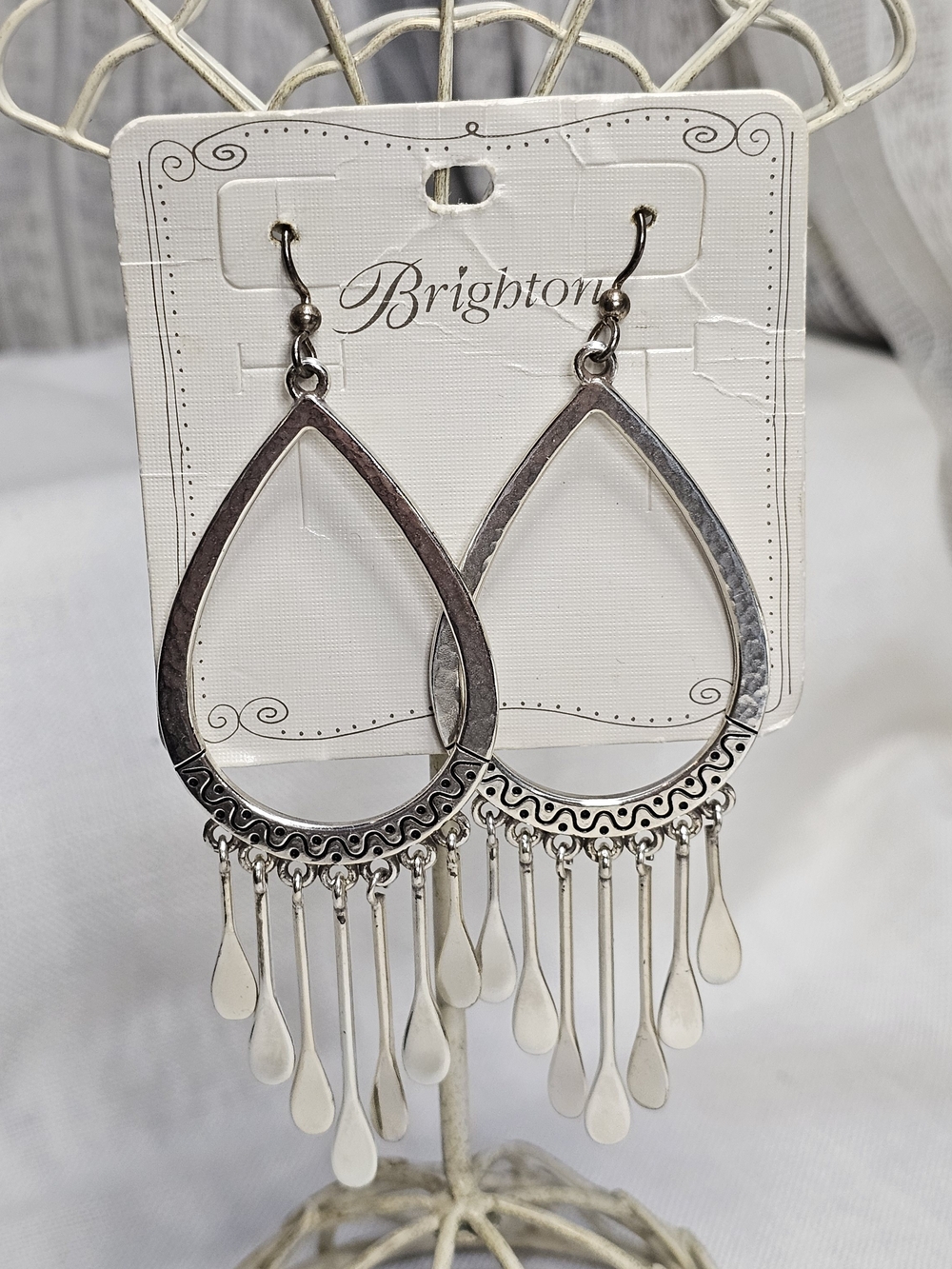 Brighton Marrakesh Teardrop Fringe Earrings, Silver & Black